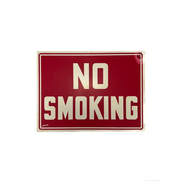 Vintage Wall Decor - Plastic Novelty Sign - No Smoking - Nassco - Red and White - Picture 1 of 4
